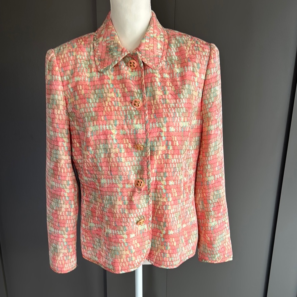 Anne Crimmins for UMI Collections Pink. 100% Silk Jacket Vintage Sz 10